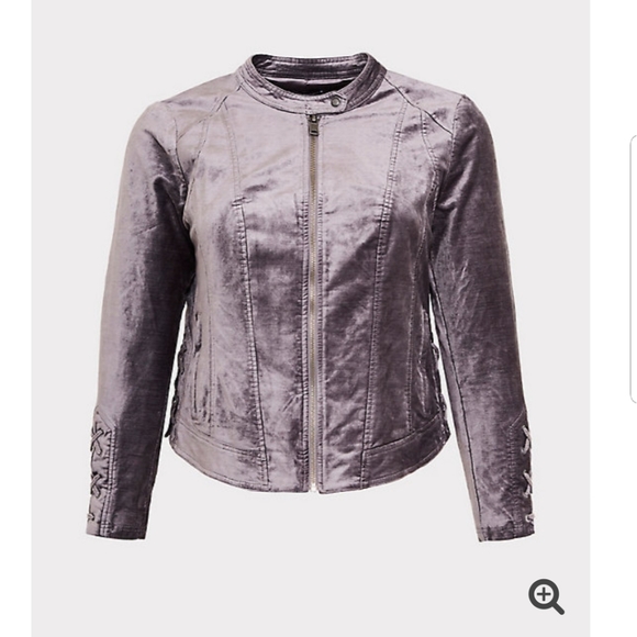 😋2/$95😋Torrid GREY VELVET MOTO JACKET - Picture 4 of 4